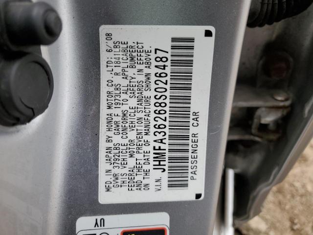 Photo 10 from auction – 2008 HONDA CIVIC HYBR with VIN JHMFA36268S026487