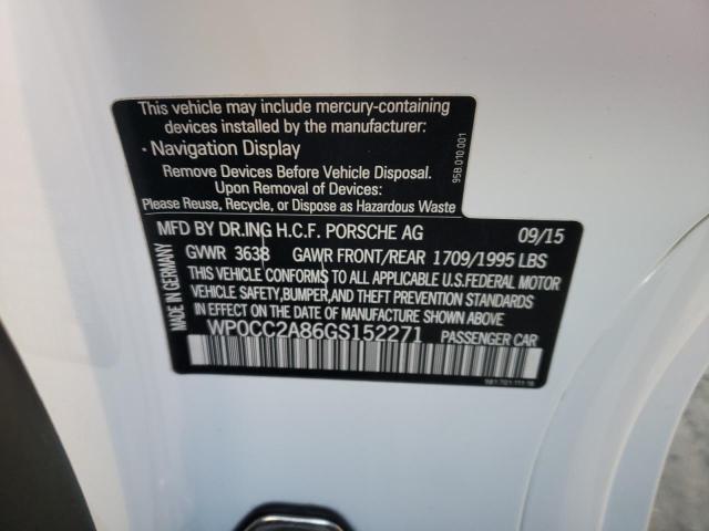 Photo 10 from auction – 2016 PORSCHE BOXSTER SP with VIN WP0CC2A86GS152271