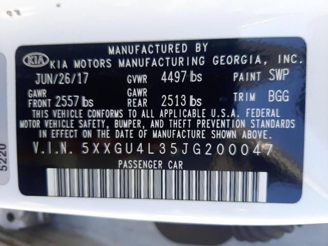 Photo 10 from auction – 2018 KIA OPTIMA EX with VIN 5XXGU4L35JG200047