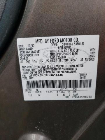 Photo 10 from auction – 2013 FORD EDGE LIMIT with VIN 2FMDK3KC4DBA14438