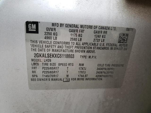 Photo 10 from auction – 2012 GMC TERRAIN SL with VIN 2GKALSEKXC6118803