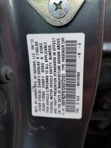 Photo 10 from auction – 2013 HONDA CIVIC EX with VIN 19XFB2F87DE073151