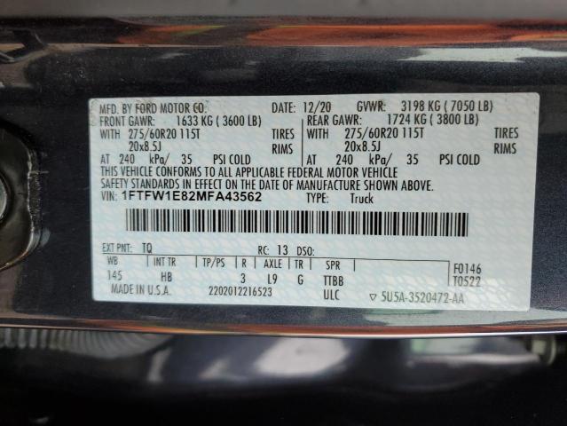 Photo 10 from auction – 2021 FORD F150 SUPER with VIN 1FTFW1E82MFA43562