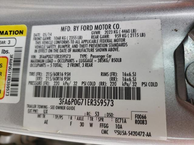 Photo 10 from auction – 2014 FORD FUSION S with VIN 3FA6P0G71ER359573