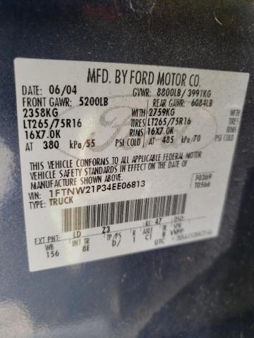 Photo 10 from auction – 2004 FORD F250 SUPER with VIN 1FTNW21P34EE06813