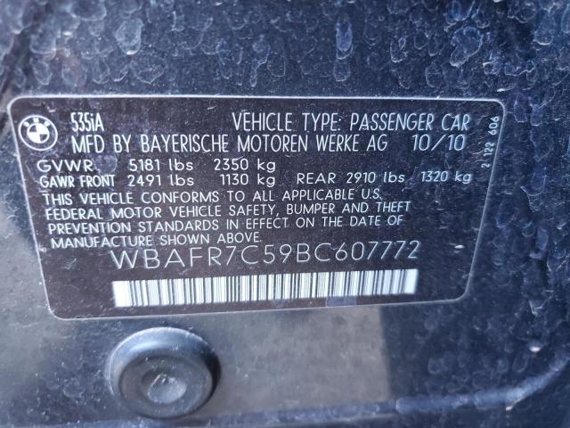 Photo 10 from auction – 2011 BMW 535 I with VIN WBAFR7C59BC607772