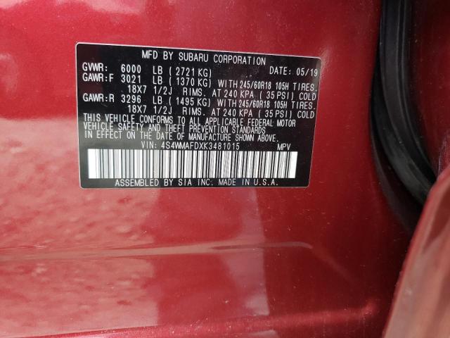 Photo 10 from auction – 2019 SUBARU ASCENT PRE with VIN 4S4WMAFDXK3481015