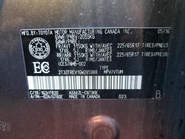Photo 10 from auction – 2016 TOYOTA RAV4 LE with VIN 2T3ZFREV1GW285988