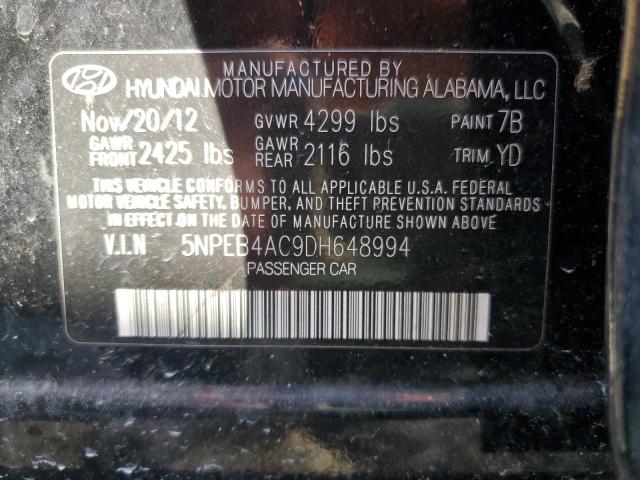 Photo 10 from auction – 2013 HYUNDAI SONATA GLS with VIN 5NPEB4AC9DH648994