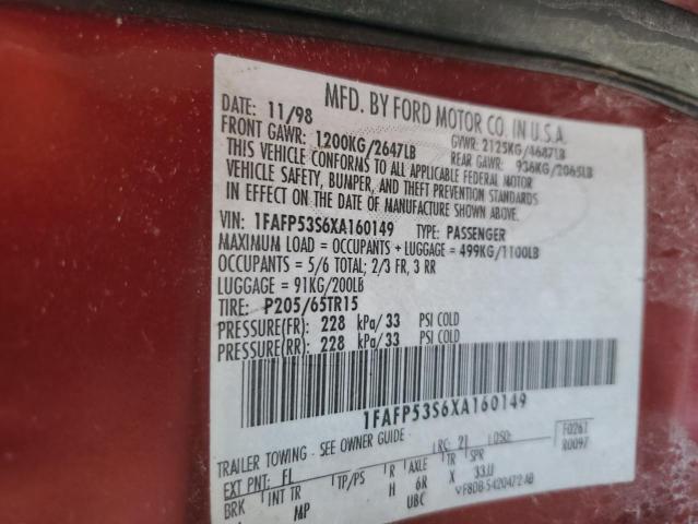 Photo 10 from auction – 1999 FORD TAURUS SE with VIN 1FAFP53S6XA160149
