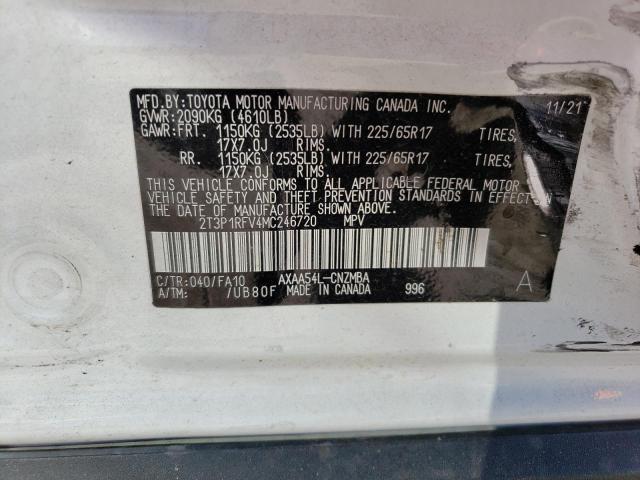 Photo 10 from auction – 2021 TOYOTA RAV4 XLE with VIN 2T3P1RFV4MC246720