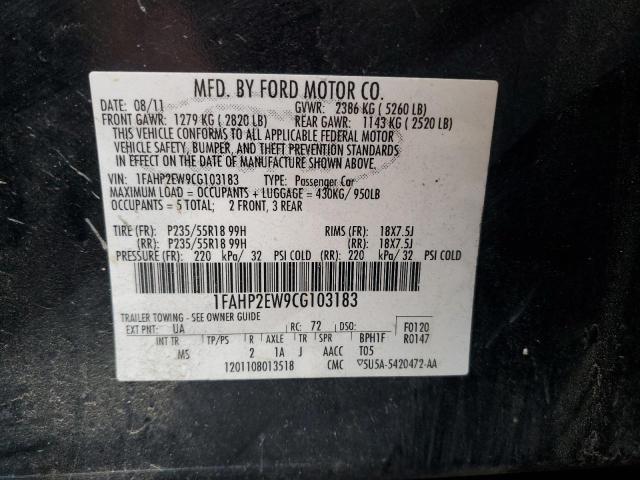 Photo 10 from auction – 2012 FORD TAURUS SEL with VIN 1FAHP2EW9CG103183