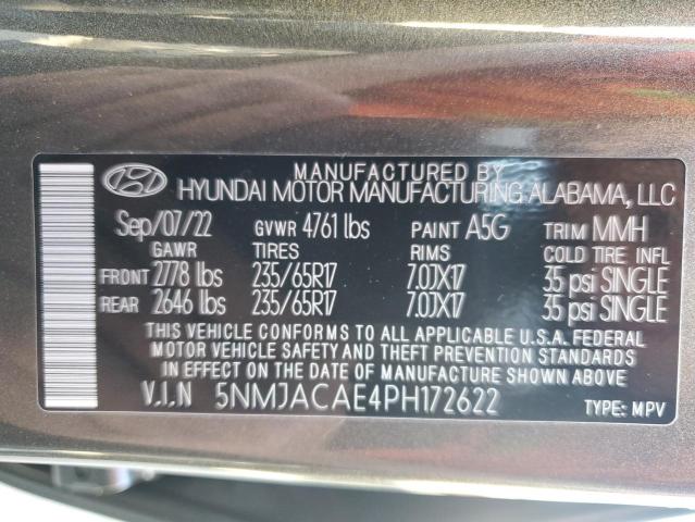 Photo 10 from auction – 2023 HYUNDAI TUCSON SE with VIN 5NMJACAE4PH172622