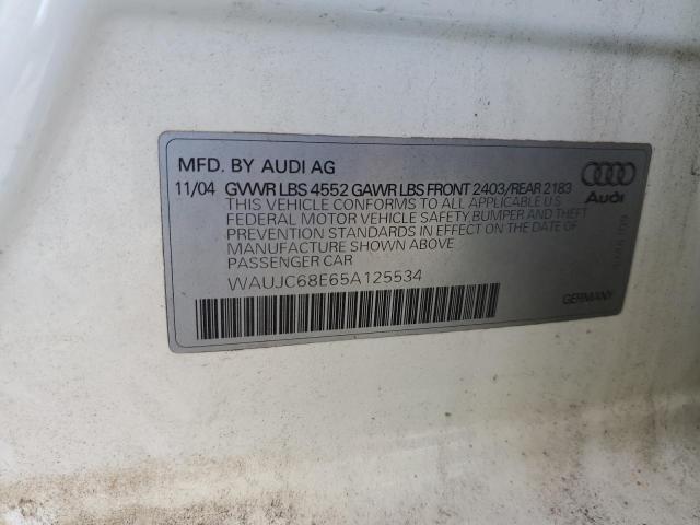Photo 10 from auction – 2005 AUDI A4 1.8T with VIN WAUJC68E65A125534