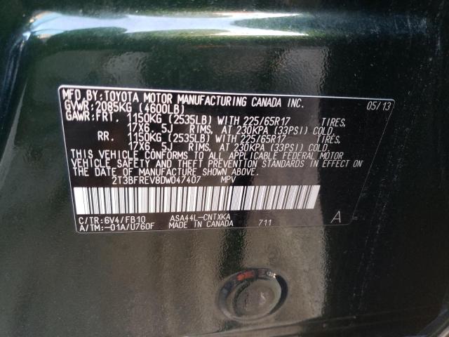 Photo 10 from auction – 2013 TOYOTA RAV4 LE with VIN 2T3BFREV8DW047407