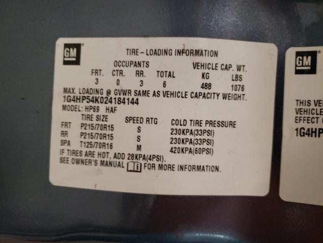 Photo 10 from auction – 2002 BUICK LESABRE with VIN 1G4HP54K024184144