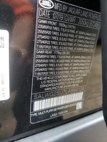 Photo 10 from auction – 2020 LAND ROVER RANGE ROVE with VIN SALWG2SU7LA884124