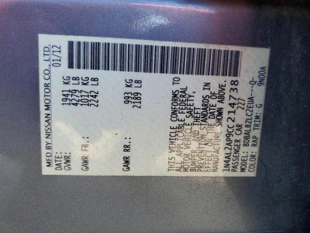 Photo 10 from auction – 2012 NISSAN ALTIMA BAS with VIN 1N4AL2AP9CC214738