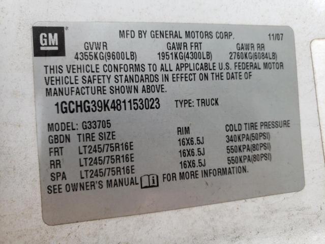 Photo 10 from auction – 2008 CHEVROLET EXPRESS G3 with VIN 1GCHG39K481153023
