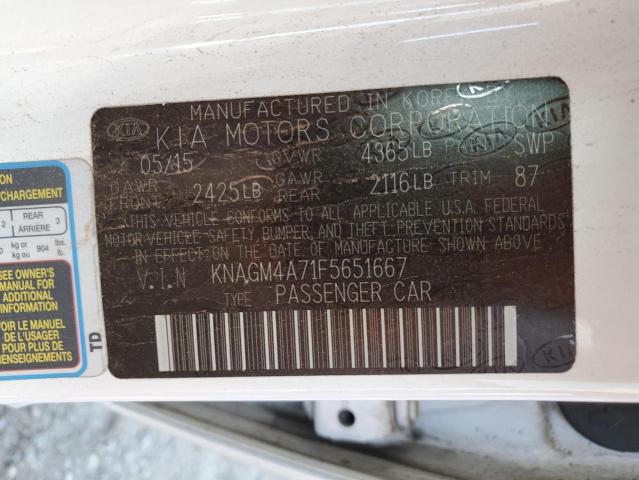 Photo 10 from auction – 2015 KIA OPTIMA LX with VIN KNAGM4A71F5651667