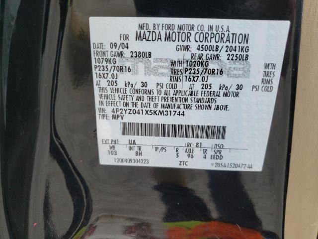 Photo 10 from auction – 2005 MAZDA TRIBUTE with VIN 4F2YZ041X5KM31744