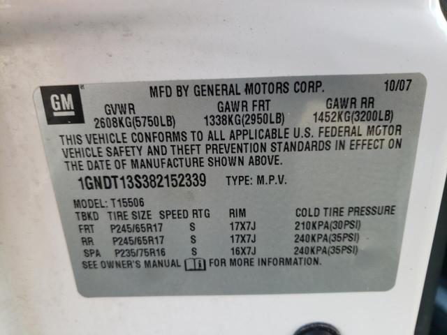 Photo 10 from auction – 2008 CHEVROLET TRAILBLAZE with VIN 1GNDT13S382152339