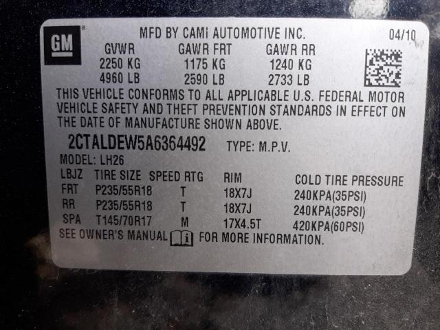 Photo 10 from auction – 2010 GMC TERRAIN SL with VIN 2CTALDEW5A6364492