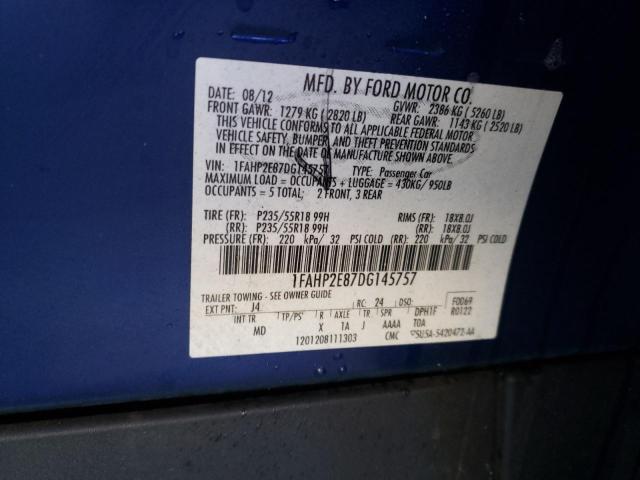 Photo 10 from auction – 2013 FORD TAURUS SEL with VIN 1FAHP2E87DG145757