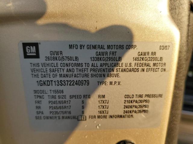 Photo 10 from auction – 2007 GMC ENVOY with VIN 1GKDT13S372240979