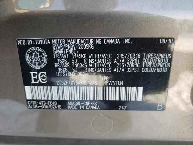 Photo 10 from auction – 2010 TOYOTA RAV4 with VIN 2T3ZF4DV6AW051776