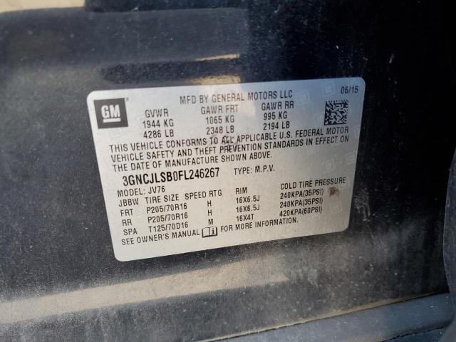 Photo 10 from auction – 2015 CHEVROLET TRAX 1LT with VIN 3GNCJLSB0FL246267