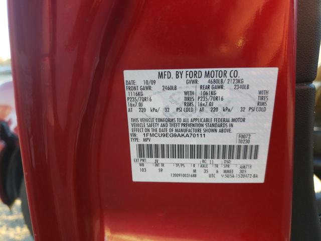 Photo 10 from auction – 2010 FORD ESCAPE LIM with VIN 1FMCU9EG9AKA70111