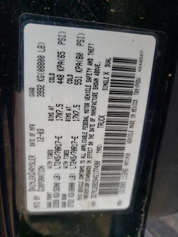 Photo 10 from auction – 2004 DODGE RAM 2500 S with VIN 3D7KU28D54G177490
