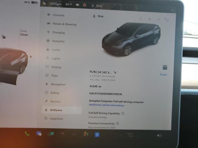 Photo 8 from auction – 2021 TESLA MODEL Y with VIN 5YJYGDEE5MF070076