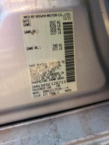 Photo 10 from auction – 2016 NISSAN ALTIMA 2.5 with VIN 1N4AL3AP1GC126715