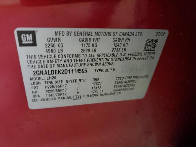 Photo 10 from auction – 2013 CHEVROLET EQUINOX LT with VIN 2GNALDEK2D1114595