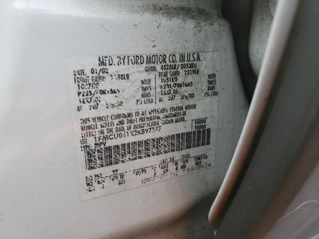 Photo 10 from auction – 2002 FORD ESCAPE XLT with VIN 1FMCU041X2KB97377