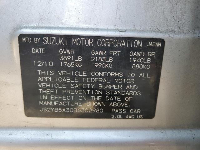 Photo 10 from auction – 2011 SUZUKI SX4 with VIN JS2YB5A30B6302980