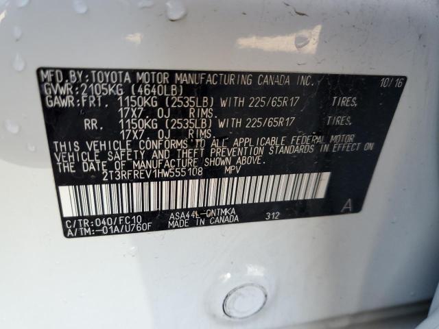 Photo 10 from auction – 2017 TOYOTA RAV4 XLE with VIN 2T3RFREV1HW555108