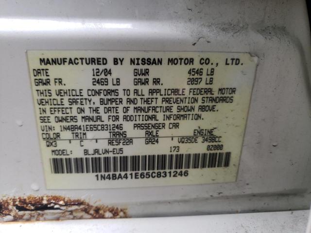 Photo 10 from auction – 2005 NISSAN MAXIMA SE with VIN 1N4BA41E65C831246