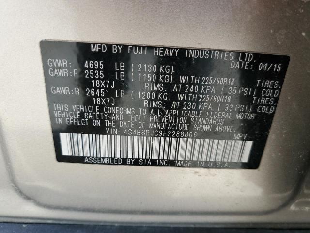 Photo 10 from auction – 2015 SUBARU OUTBACK 2. with VIN 4S4BSBJC9F3288806