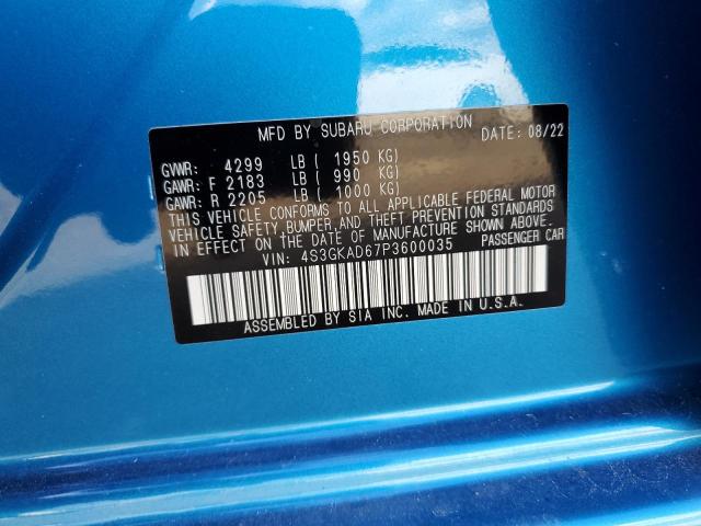 Photo 10 from auction – 2023 SUBARU IMPREZA PR with VIN 4S3GKAD67P3600035