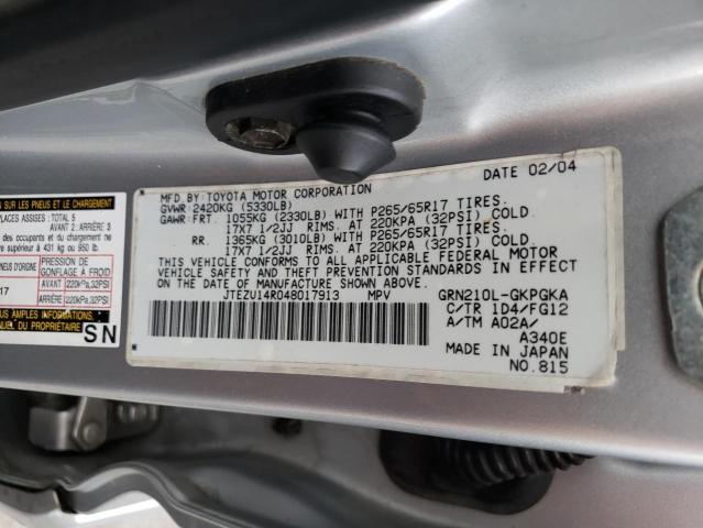 Foto 10 de la subasta – 2004 TOYOTA 4RUNNER SR con VIN JTEZU14R048017913