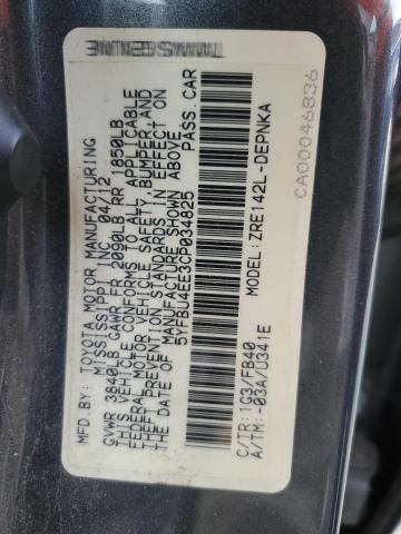 Photo 10 from auction – 2012 TOYOTA COROLLA BA with VIN 5YFBU4EE3CP034825