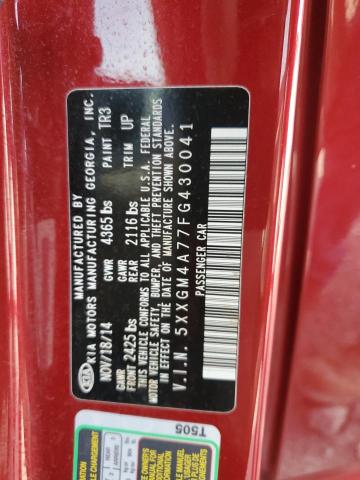 Photo 10 from auction – 2015 KIA OPTIMA LX with VIN 5XXGM4A77FG430041