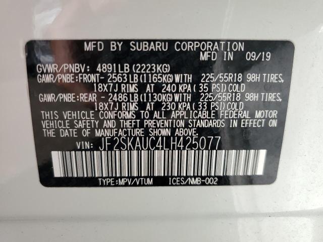 Photo 10 from auction – 2020 SUBARU FORESTER L with VIN JF2SKAUC4LH425077