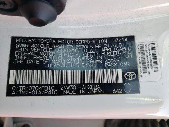 Photo 10 from auction – 2014 TOYOTA PRIUS with VIN JTDKN3DU1E0393684