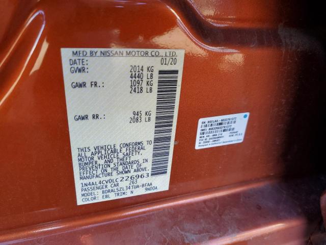 Photo 10 from auction – 2020 NISSAN ALTIMA SR with VIN 1N4AL4CV0LC226963