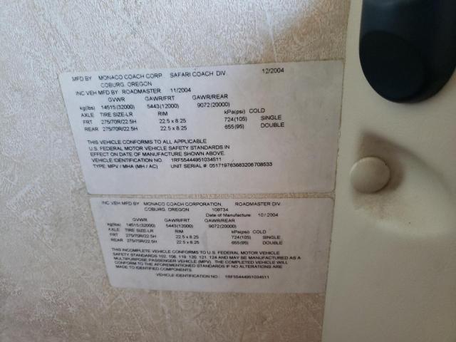 Photo 10 from auction – 2005 SAFA MOTORHOME with VIN 1RF55444951034511