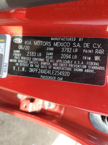 Photo 10 from auction – 2020 KIA FORTE FE with VIN 3KPF24AD4LE254920